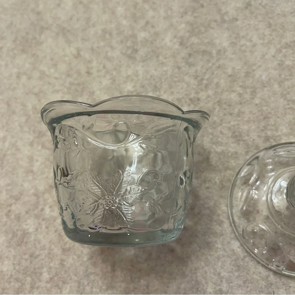Princess House Vintage Fantasia Crystal Clear Creamer & Sugar Bowl with Lid Set